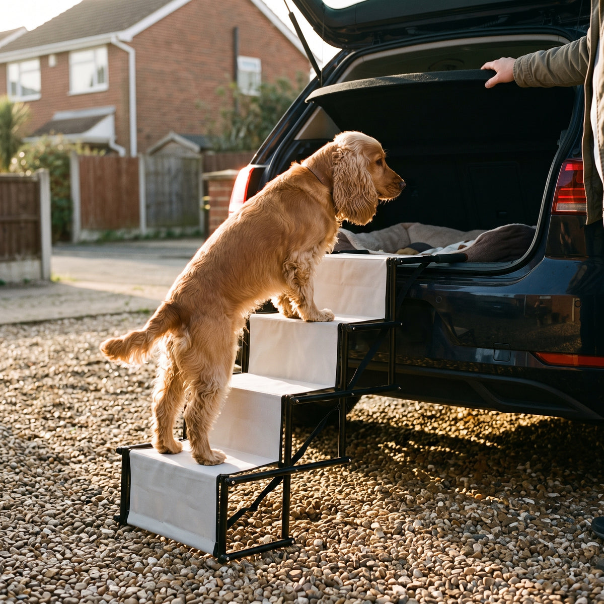 Escalier Pliable pour Chien – Rampe à Marches pour Voiture et Coffre, Charge Max 75 kg Le Refuge Félin Canin