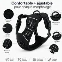 Harnais Anti-Traction Chien – Sans Étranglement, Double Attache & Poignée de Contrôle Le Refuge Félin Canin