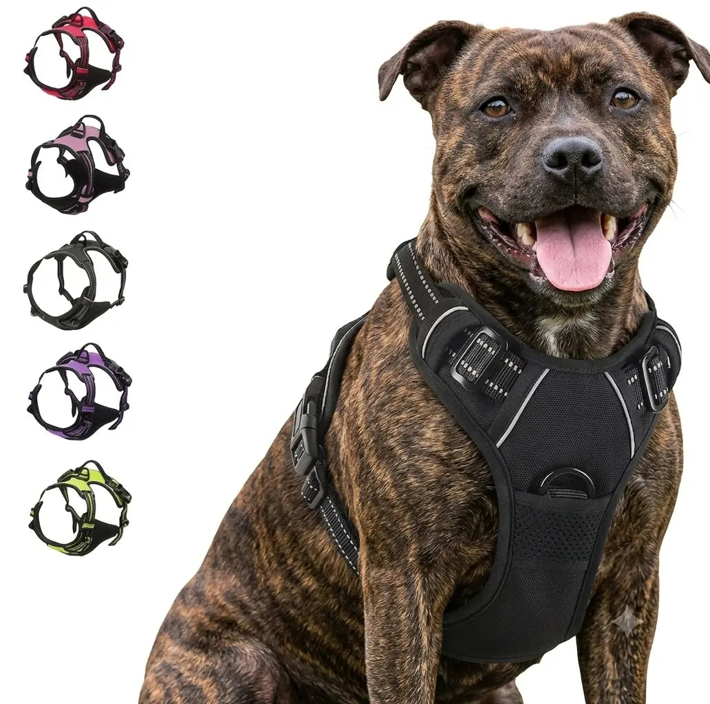 Harnais Anti-Traction Chien – Sans Étranglement, Double Attache & Poignée de Contrôle Le Refuge Félin Canin